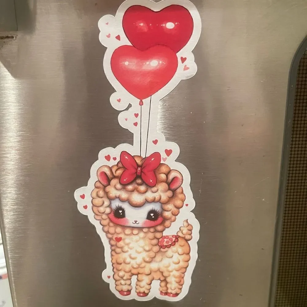 PRECIOUS LAMB Floating Off with Heart Balloons!
